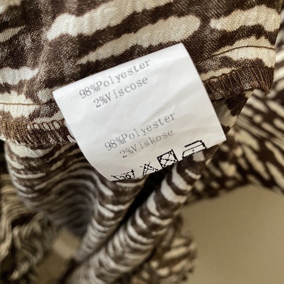 Grace Karin Womens Dress Size XL Printed Long Sleeve Button Front Brown White - Picture 8 of 9